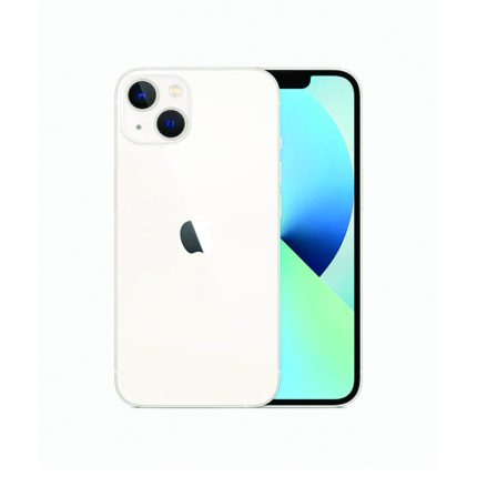 White iPhone with a clear case, showing the dual-camera module and a bright front display visible.