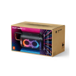 Boxed JBL PartyBox 520 speaker with colorful LED lighting on the packaging art. Includes product name on the box edge.