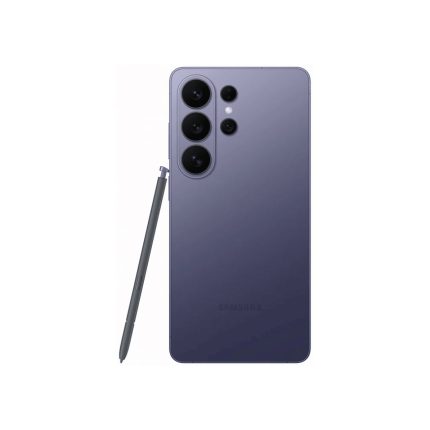 Back view of a purple Samsung Galaxy smartphone with a side-mounted S Pen stylus and a multi-camera setup (three large lenses) and flash.