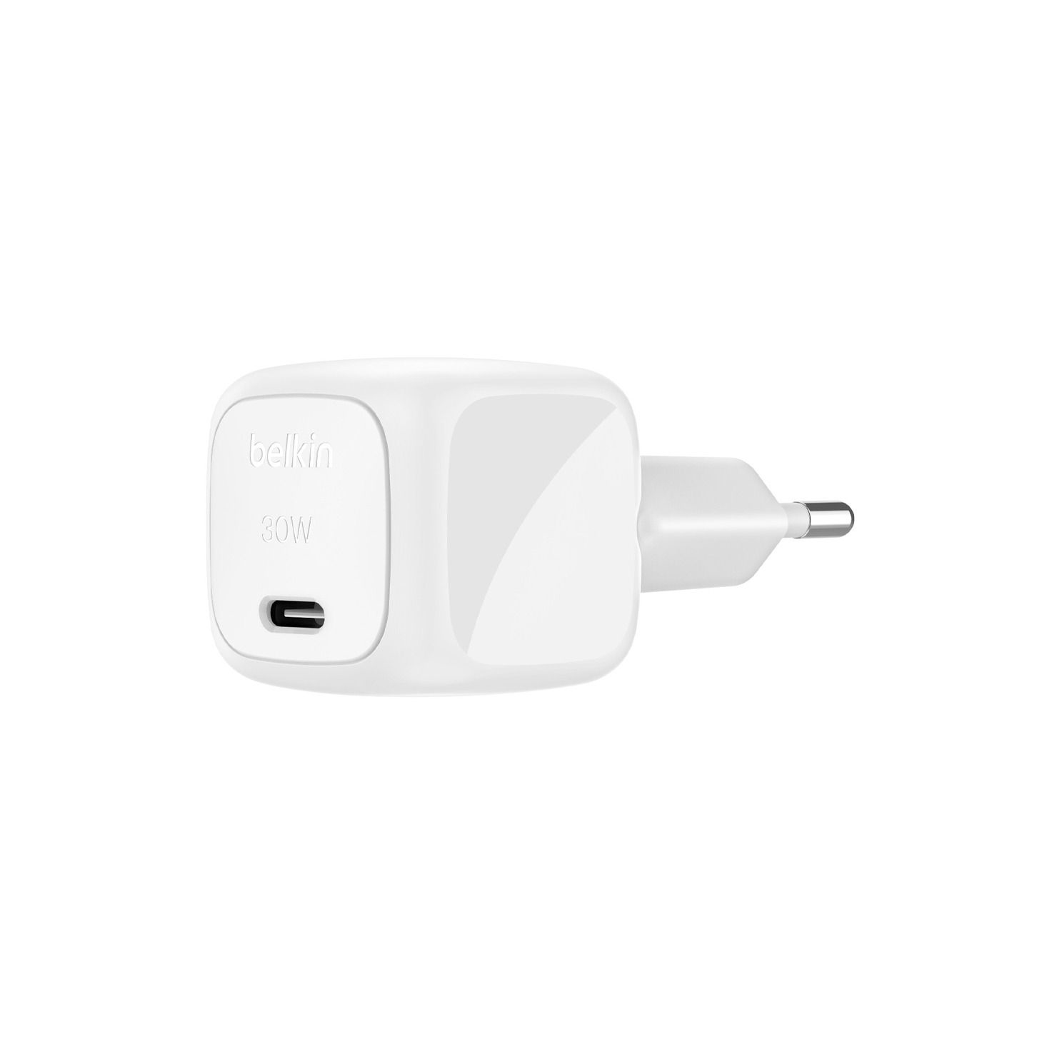 HEAD - PRIME TECH White Belkin 30W USB-C wall charger with a single USB-C port (EU plug)