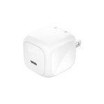White Belkin 45W USB-C wall charger with a single port visible and foldable plug wings