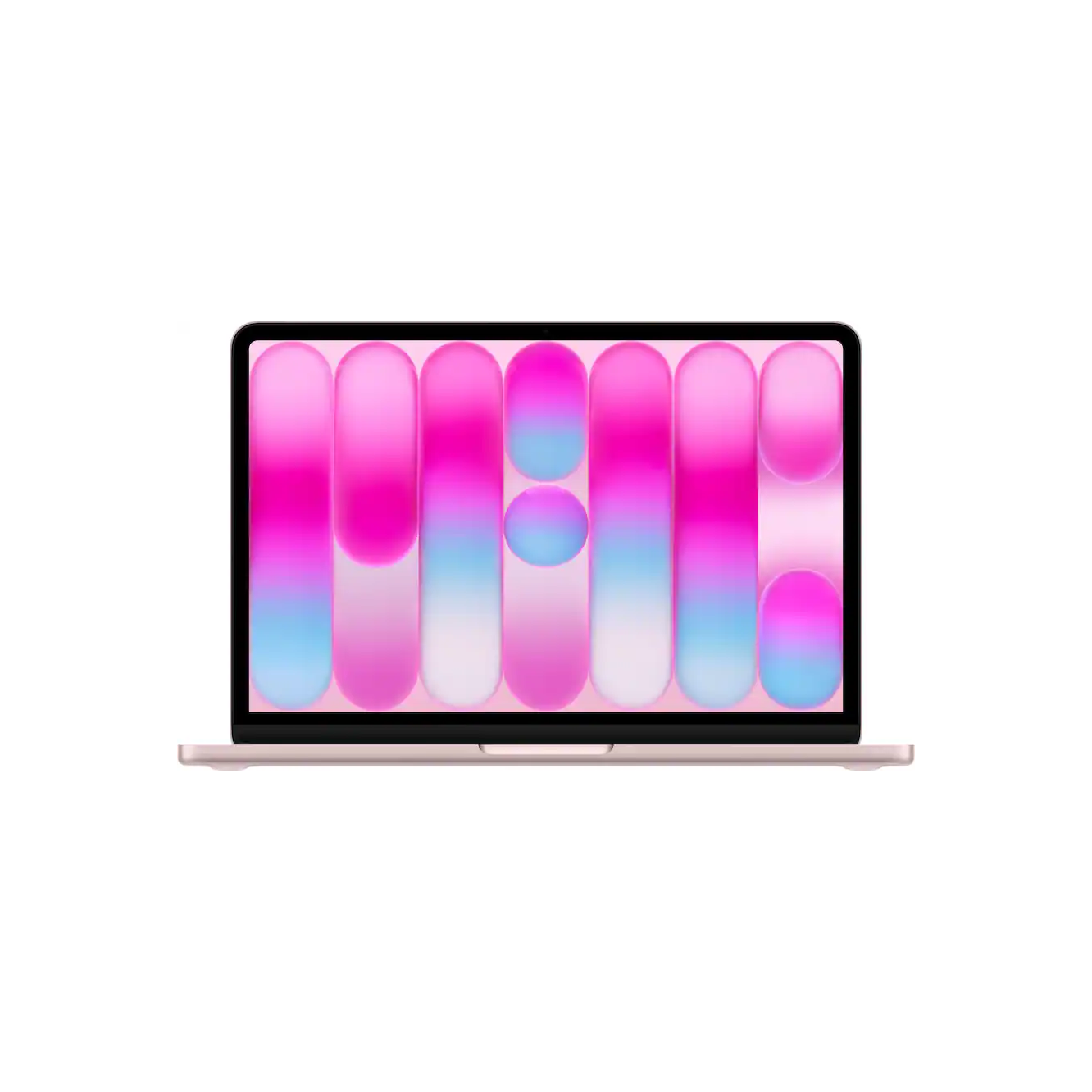 1 - PRIME TECH Silver laptop showing a bright pink-and-blue gradient abstract wallpaper on the screen