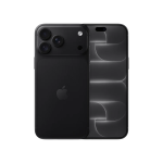 Black iPhone with a triple-camera rear system and Apple logo, front screen visible beside it.