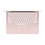 Top-down view of a rose‑gold laptop keyboard with a large trackpad and light-colored keys