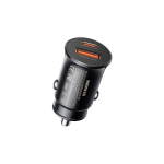 Dual USB car charger adapter with two orange USB ports for in-car charging