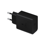 Black European two-prong wall charger with 'Super Fast charging' logo on the side.