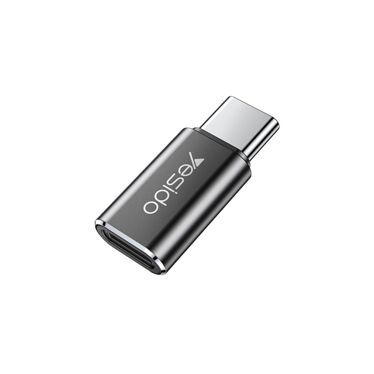 Metallic USB-C adapter with male USB-C plug and female USB-C port, branded Visido.