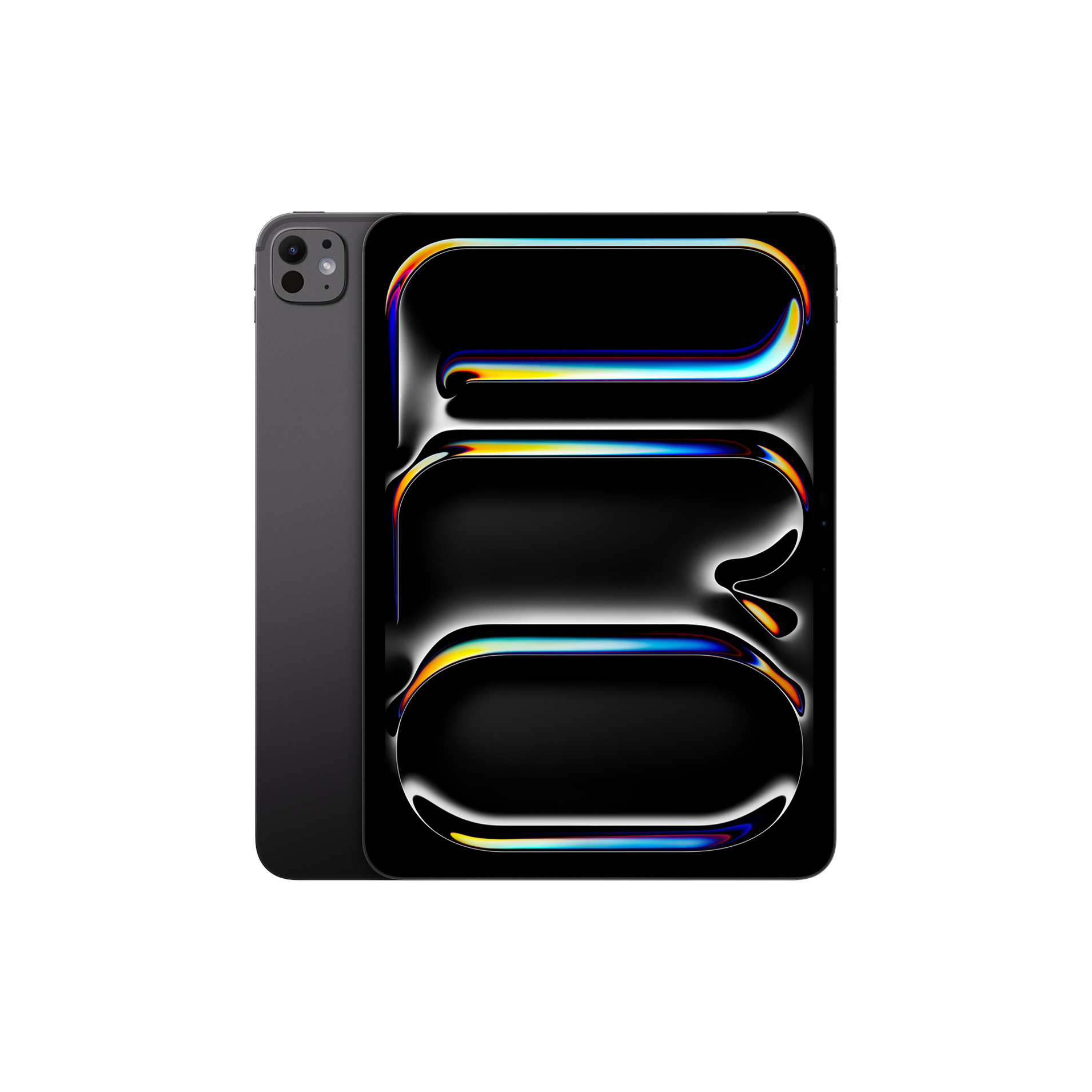 head - PRIME TECH Partial view of a dark gray smartphone showing a square dual‑camera bump and a tall edge‑to‑edge screen with colorful wallpaper.