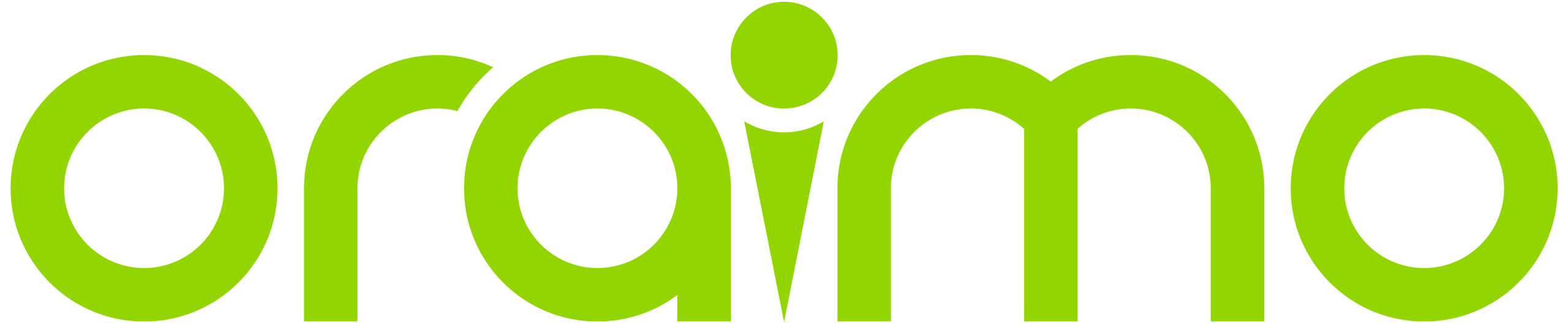 Lime-green logo with rounded lowercase letters spelling 'aramo'.