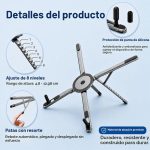 Infografía de equipo de entrenamiento con 8 niveles de ajuste, protección de silicona y patas con resorte para mayor estabilidad de la máquina de ejercicios.